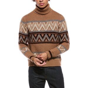 Isaia Mens  100% Cashmere Turtleneck Sweater, Brown